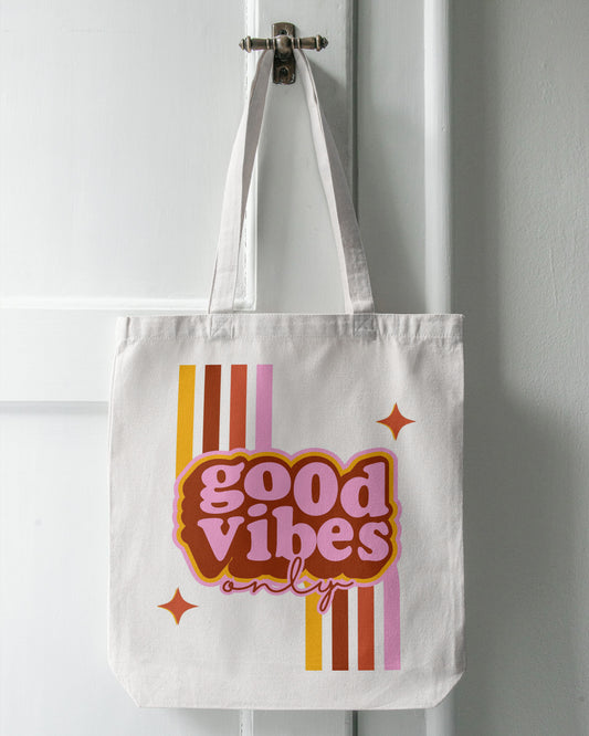 Good Vibes Only - Retro | Cotton Canvas Tote Bag